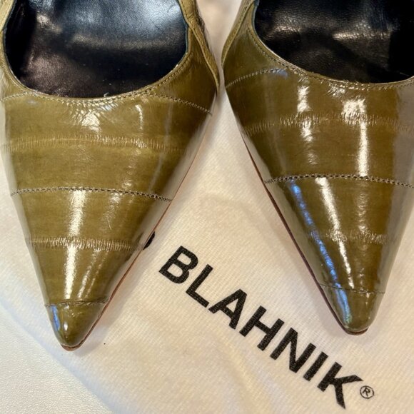 Manolo Blahnik Green “Snakeskin” Heels - Picture 3 of 13